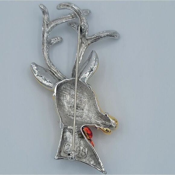 Butler Christmas Reindeer 2005 Brooch Goldtone Silvertone Collector Pin #1161 - Picture 7 of 9